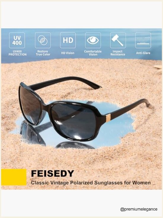 Classic Vintage Square Wraparound Polarized Sunglasses UV400 Protection